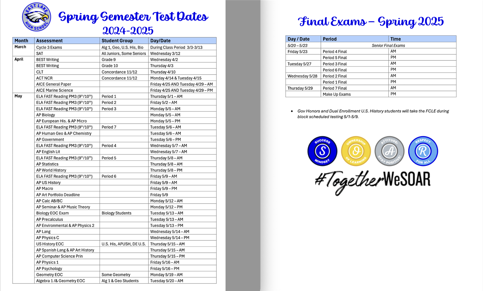  Exam Schedule