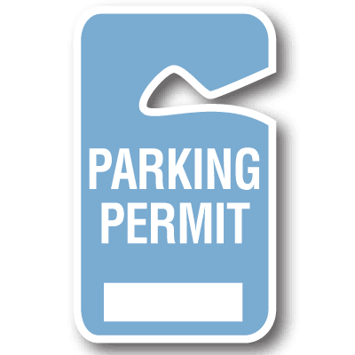  An image of a blue and white parking permit 