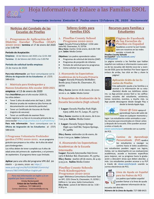 Jan-Feb 2020 PCSB Spanish Newsletter 