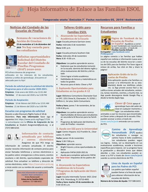 Nov-Dec PCSB Spanish Newsletter 