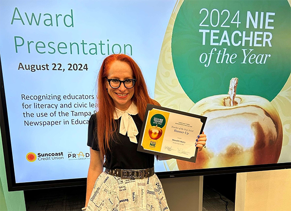  Midtown Academy teacher Meredith Myers is named runner-up for the Tampa Bay Times Newspaper In Educ