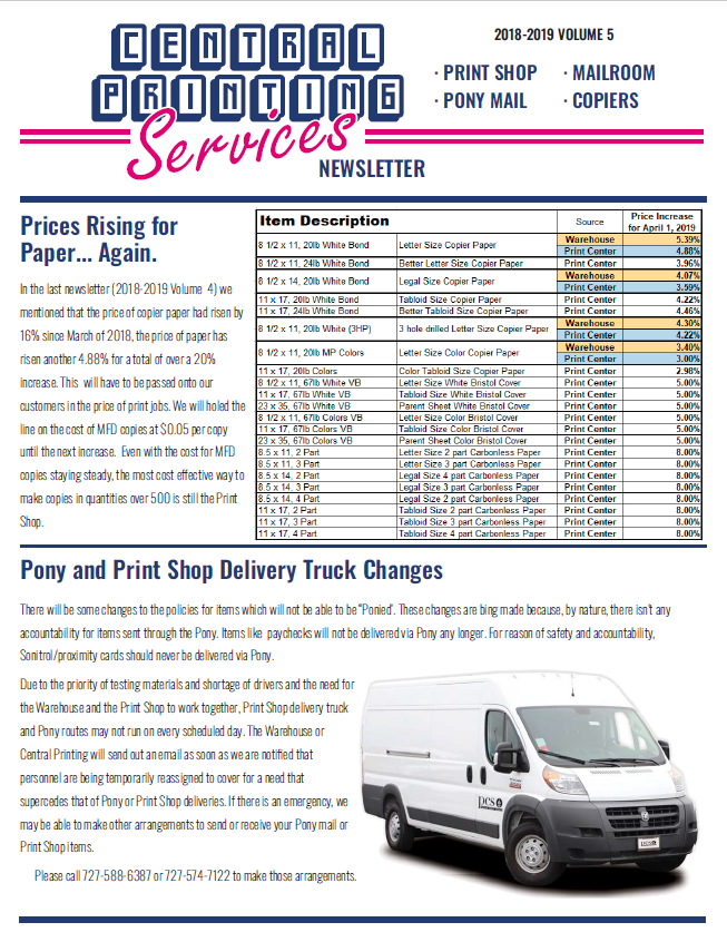 Central Printing Newsletter Volume 5 