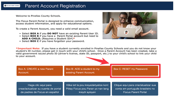 CLICK RESET MY PASSWORD BOX