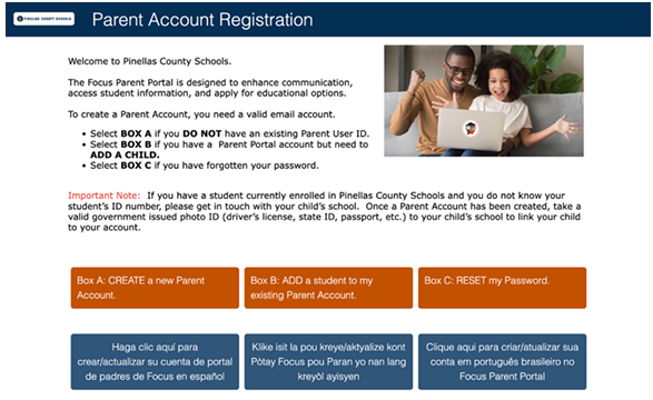 CLICK CREATE A NEW PARENT ACCOUNT BOX