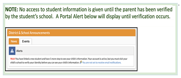 THE PARENT RECEIVES MESSAGE BELOW AFTER ADDING STUDENT