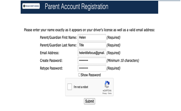 ENTER THE PARENT INFORMATION