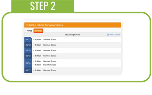 From the Portal page, click the Events tab.