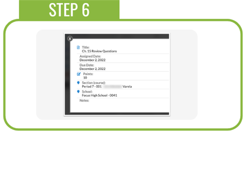 Click on the assignment to view its details in a pop-up window.