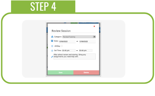 Click on an event to view the event details in a pop-up window.