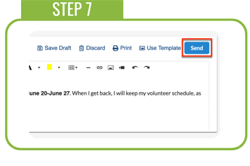 Click Send to send the message. Once sent, the message displays in the Sent tab.