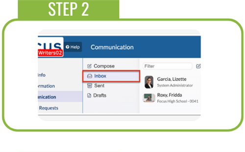 Click the Inbox tab. All incoming messages are displayed along with the sender's name. 