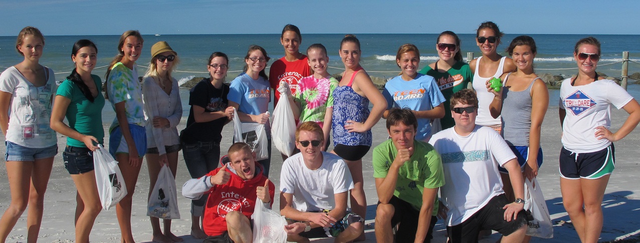 Beach cleanup with Key Club, Science Honor Society, and SAVE Club