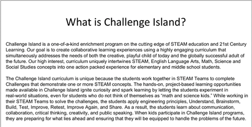 What is Challenge Island?