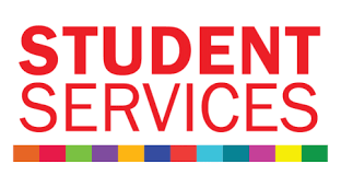 Red Text, Student Services in All Caps. 