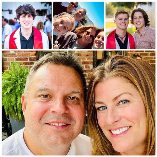 Mrs. Kistner's family in 4 photos depicting herself, husband, and children