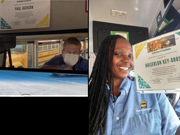 Largo Middle recognized Kriserlon Key-Gross and Paul Jackson, two bus drivers that continue to go above and beyond the call of duty each day.  