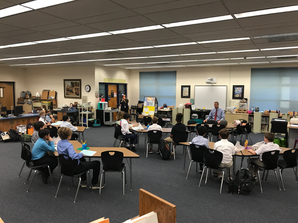 As part of City Government Week, members of the Ridgecrest Elementary Building Tomorrows Leader group met with Largo Mayor Woody Brown.