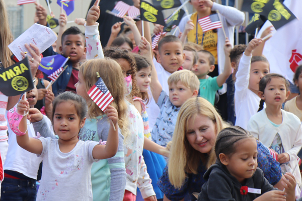 Seminole Middle students waved flags and cheered for their Veterans.