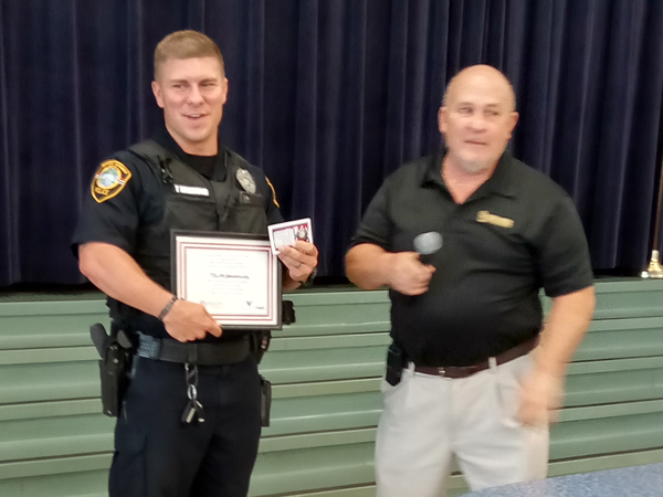 Tarpon Springs Elementary held a Veterans Day Celebration where they presented a special certificate and pin to School Resource Officer Hammond, for his service in the United States Army.