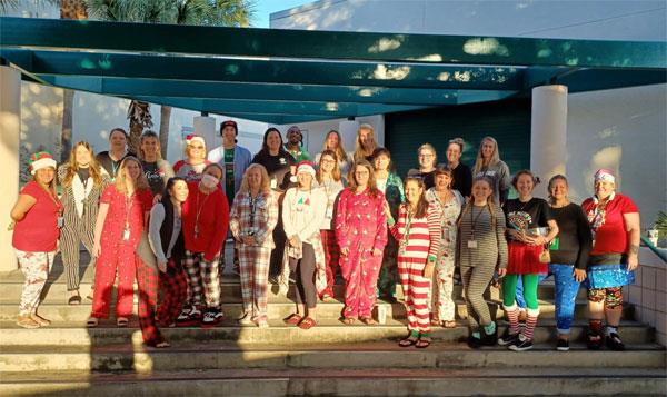 Staff at Frontier Elementary celebrated pajama day. 