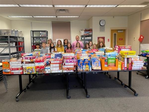 Highland Lakes Elementary National Honor Society collected 435 cereal boxes to FEAST Food Pantry in Palm Harbor to help provide breakfast over the summer for needy students and families. 