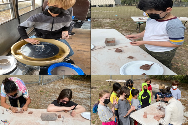 Students experimented with making pottery at Kings Highway Elementary.