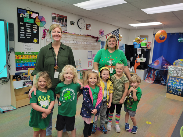 Green Out Day at Orange Grove Elementary in support of Say Something Week.