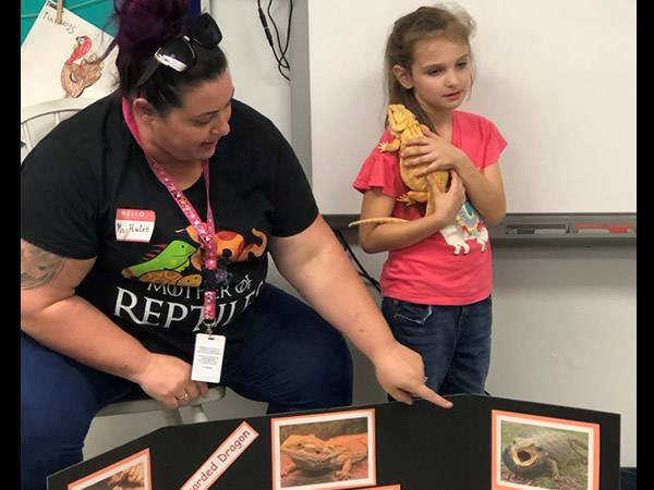 Plumb Elementary students learned about different kids of reptiles during the Great American Teach In.