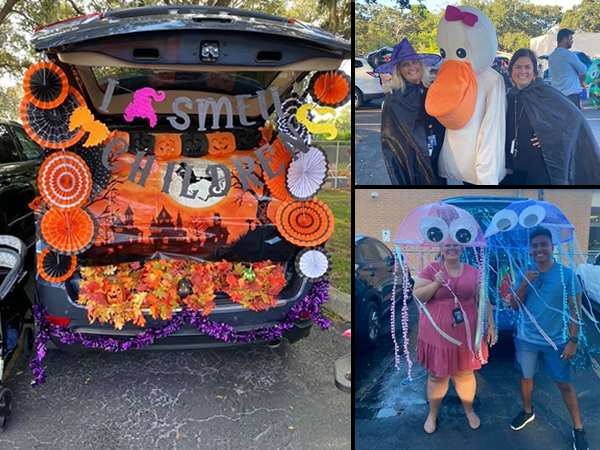 Plumb Elementary families enjoy the Trunk or Treat at the school.