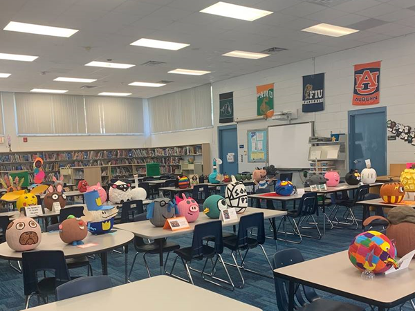 Plumb Elementary students decorated pumpkins for the school pumpkin patch raffle.