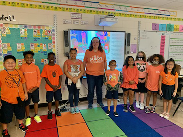 M.K. Rawlings Elementary students wore orange for Unity Day.