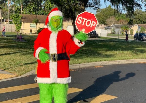 The Grinch stopped traffic at M.K. Rawlings Elementary.