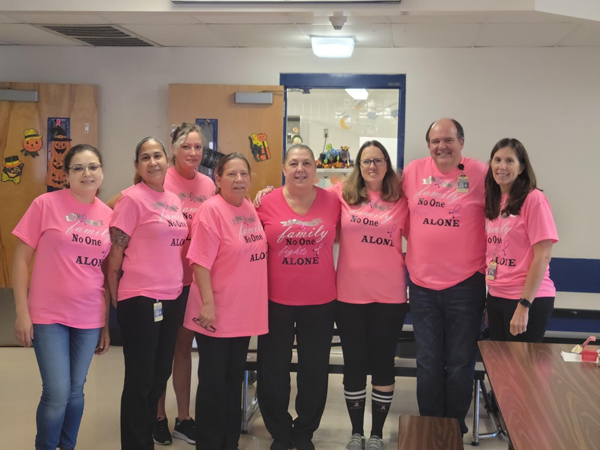 Ridgecrest Elementary staff wore pink for breast cancer awareness month. When one of “the family” battles we all support.