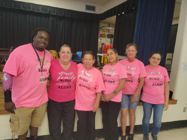 Ridgecrest Elementary staff wore pink for breast cancer awareness month. When one of “the family” battles we all support.