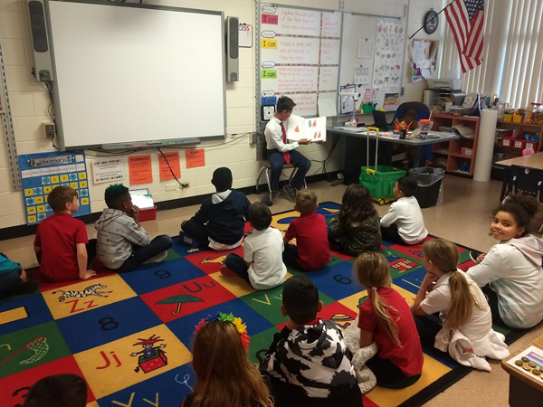 M.K. Rawlings Elementary 5000 Role Model boys read to kindergarten and 1st grade classes. They picked their books from the library, practiced, and did a wonderful job reading to our younger students.