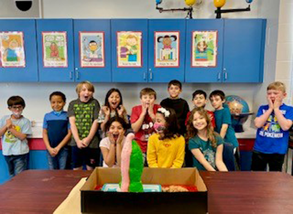 Lake St. George Elementary 2nd grade STEM Academy built a volcano using the Engineering Design Process. 