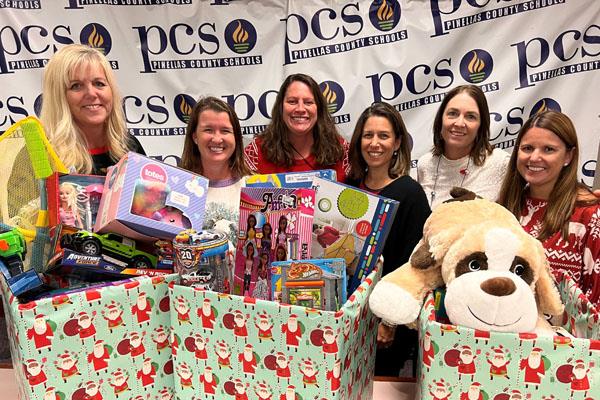 Skyview Elementary Assistant Principal Association President, Katie Hamm organized a toy collection sponsored by district elementary school's APs. 