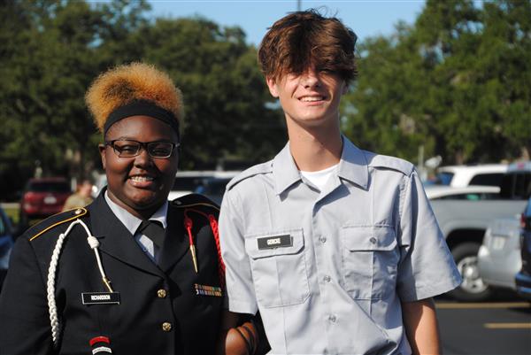 Two students from Northeast HS JROTC SAI