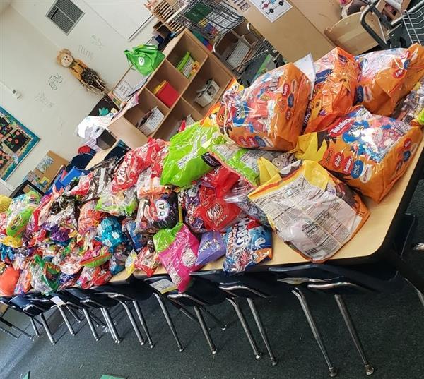 All the candy that was donated for Trunk or Treat!