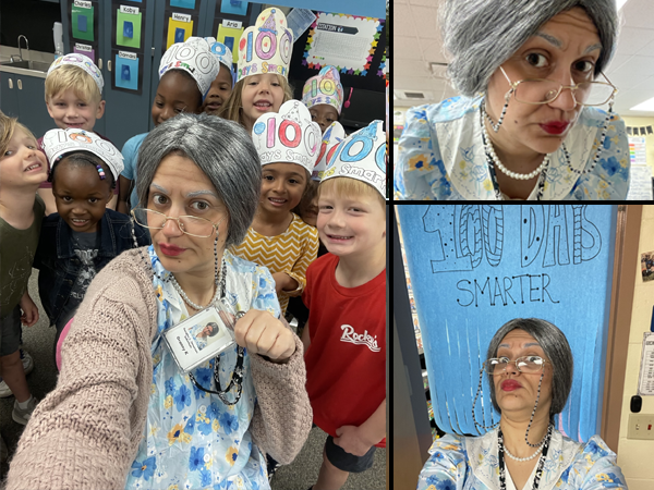 Douglas L. Jamerson Jr. Kindergarten teacher, Ms. Kurtic has been Celebrating the 100th Day of school by transforming into Granny K for the past 4 years. 