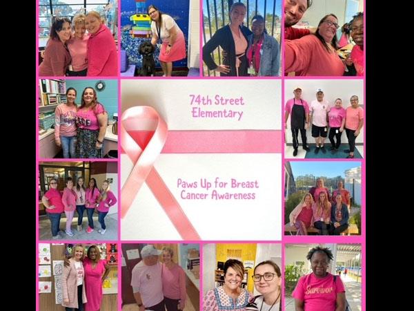 Seventy-Fourth St. Elementary goes pink for breast cancer awareness month.