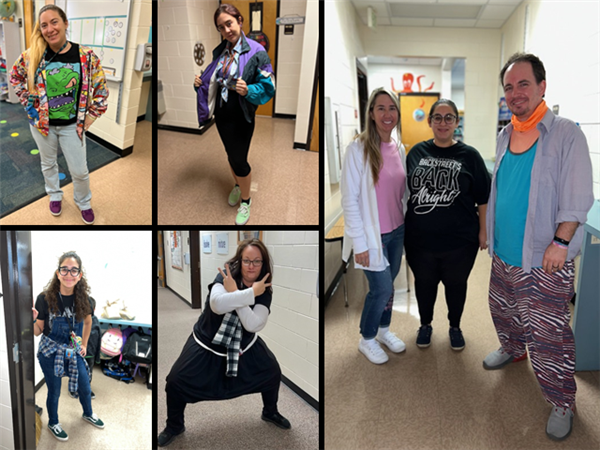 M.K. Rawlings Elementary staff dressed like the 90’s for the 90th day of school.