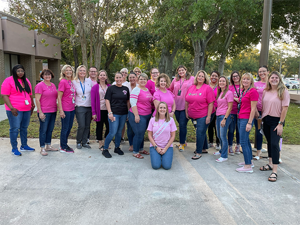 Eisenhower Elementary staff wore pink in honor of Breast Cancer Awareness Month.