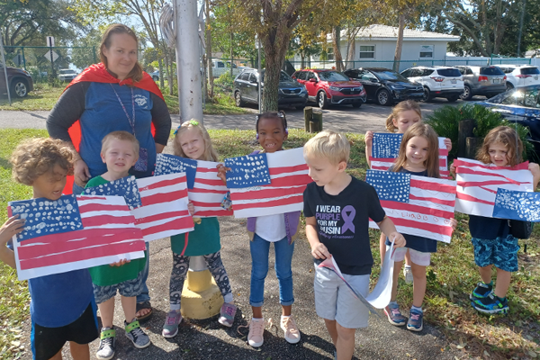 Students at San Jose Elementary celebrated Veterans Day by making flags, visiting the school flag, and making cards for Veterans.