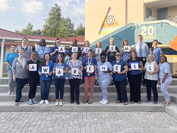 Douglas L. Jamerson, Jr. Elementary staff wearing blue for Autism Awareness Month! 