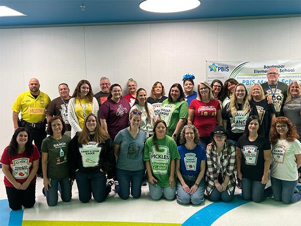 Bardmoor Elementary staff dressed as condiments for Halloween.