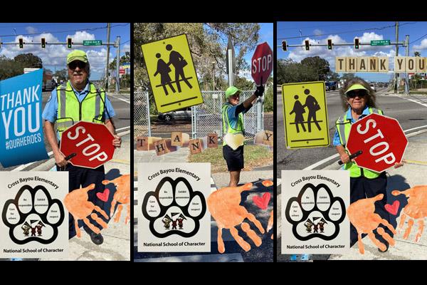 Cross Bayou Elementary art teacher Lydia Countryman celebrated crossing guards at 102nd and 66th St. by creating a collage.