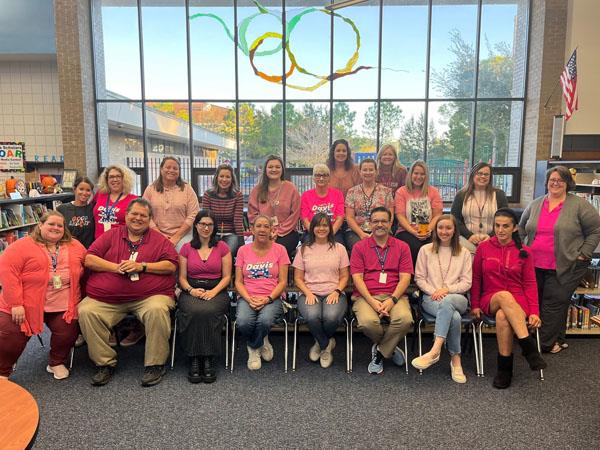 Davis Elementary staff wore pink for Breast Cancer Awareness month.