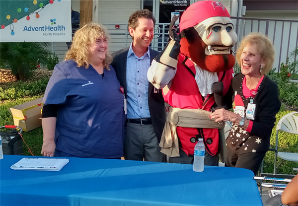 AdventHealth North Pinellas Hospital and the Tampa Bay Bucs collaborated to donate bicycles to Tarpon Springs Elementary School students. The students who exhibited good behavior were selected by their teacher. 