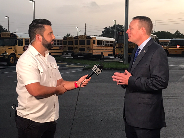 New PCS Superintendent Kevin K. Hendrick started his day at the 49th St bus compound, where the transportation crew was gearing up for the morning route.